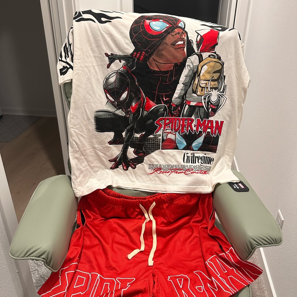 Civil Regime x Spider-Man Collab Graphic Tee and Shorts Set